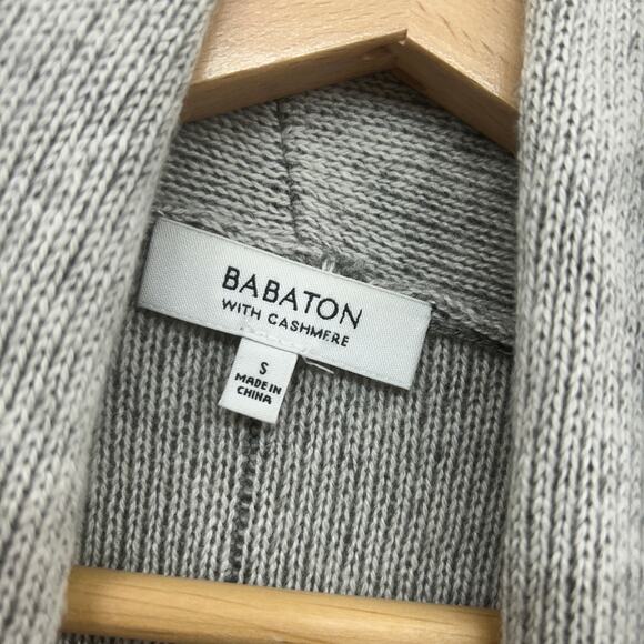 Aritzia Babaton Gray Wool Cashmere Open Front Knit Cardigan Sweater Small Cozy - Picture 6 of 7